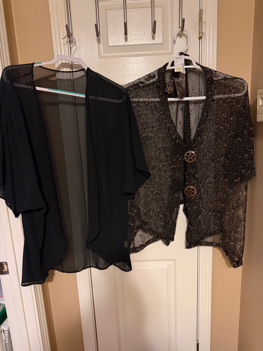 UnbrandedSheer Black Kimono Cover-Up & Mirror Image Metallic fishnet Cardigan